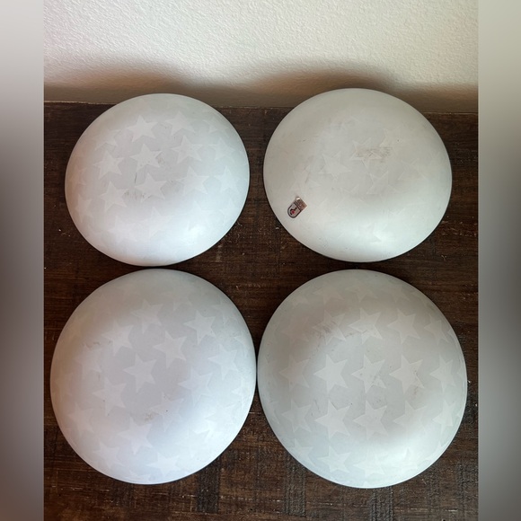 Vintage Pilgrim Glass Silhouette Set of 4 Bowls Reverse Paint Blue White Stars - Picture 5 of 6